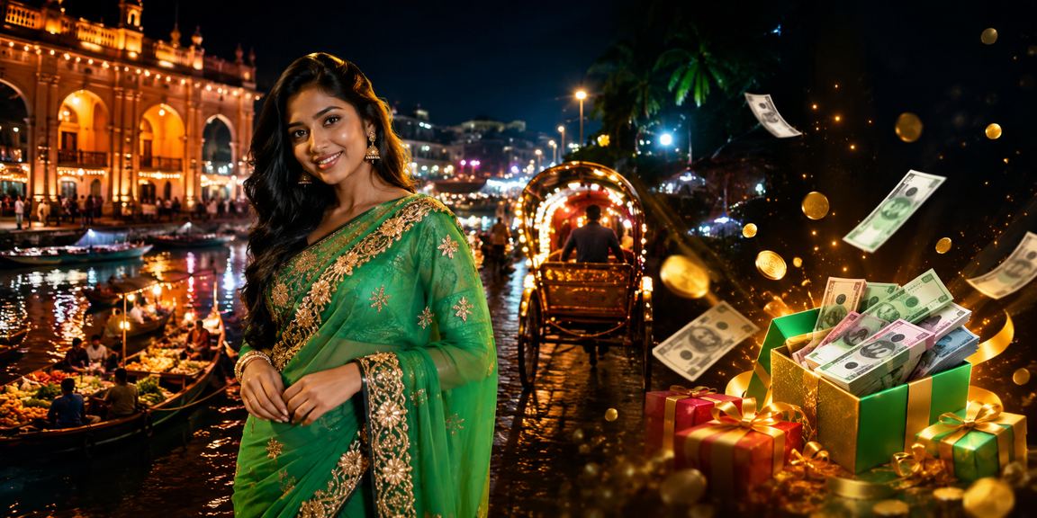 ঢাকায় শাড়ি পরিহিত নারী 9999bt ক্যাসিনো বোনাস উপভোগ করছেন